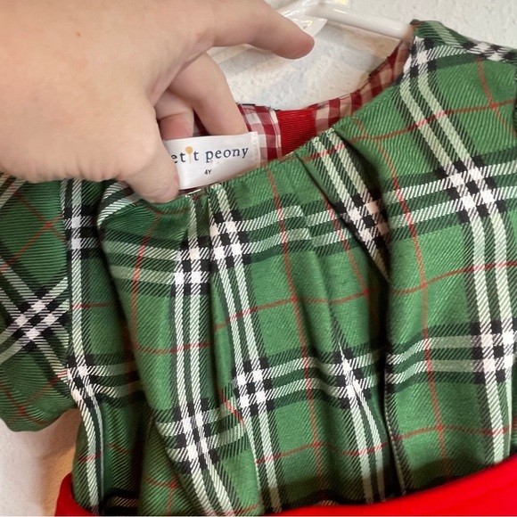 brand new petit peony green plaid holiday dress - Picture 2 of 5